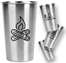 Load image into Gallery viewer, *NEW!* Stainless Steel Pint Cups - Camping (Set of 4)