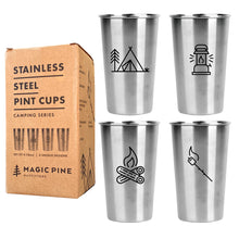 Load image into Gallery viewer, *NEW!* Stainless Steel Pint Cups - Camping (Set of 4)