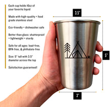 Load image into Gallery viewer, *NEW!* Stainless Steel Pint Cups - Camping (Set of 4)