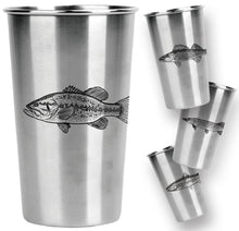 Load image into Gallery viewer, Stainless Steel Pint Cups - Freshwater Fish Series (Set of 4)