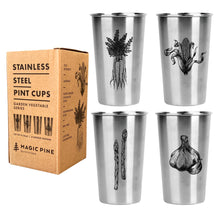 Load image into Gallery viewer, *NEW!* Stainless Steel Pint Cups - Garden Vegetables (Set of 4)