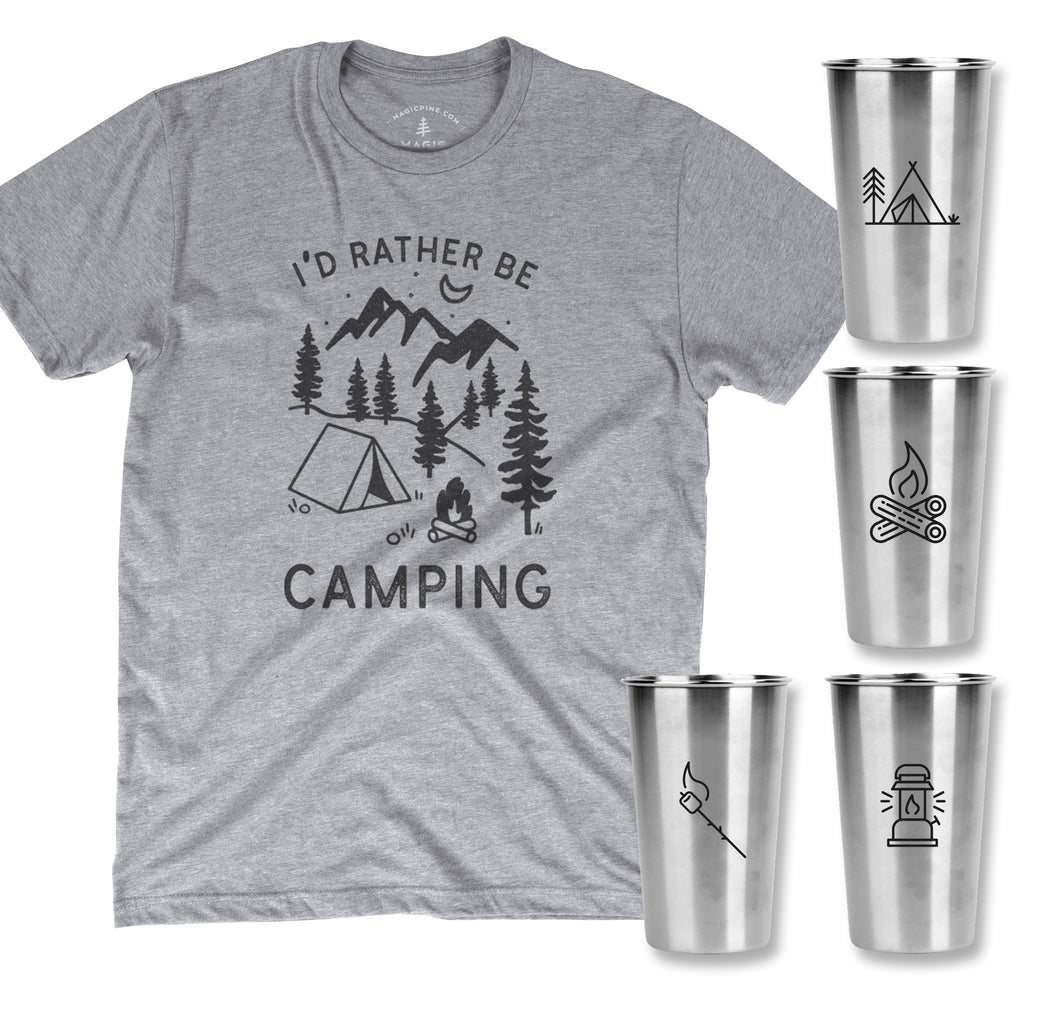 I'd Rather Be Camping Combo Pack (Tee + Cups) X-Large