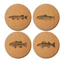Load image into Gallery viewer, Cork Coasters - Freshwater Fish Series (Set of 4)
