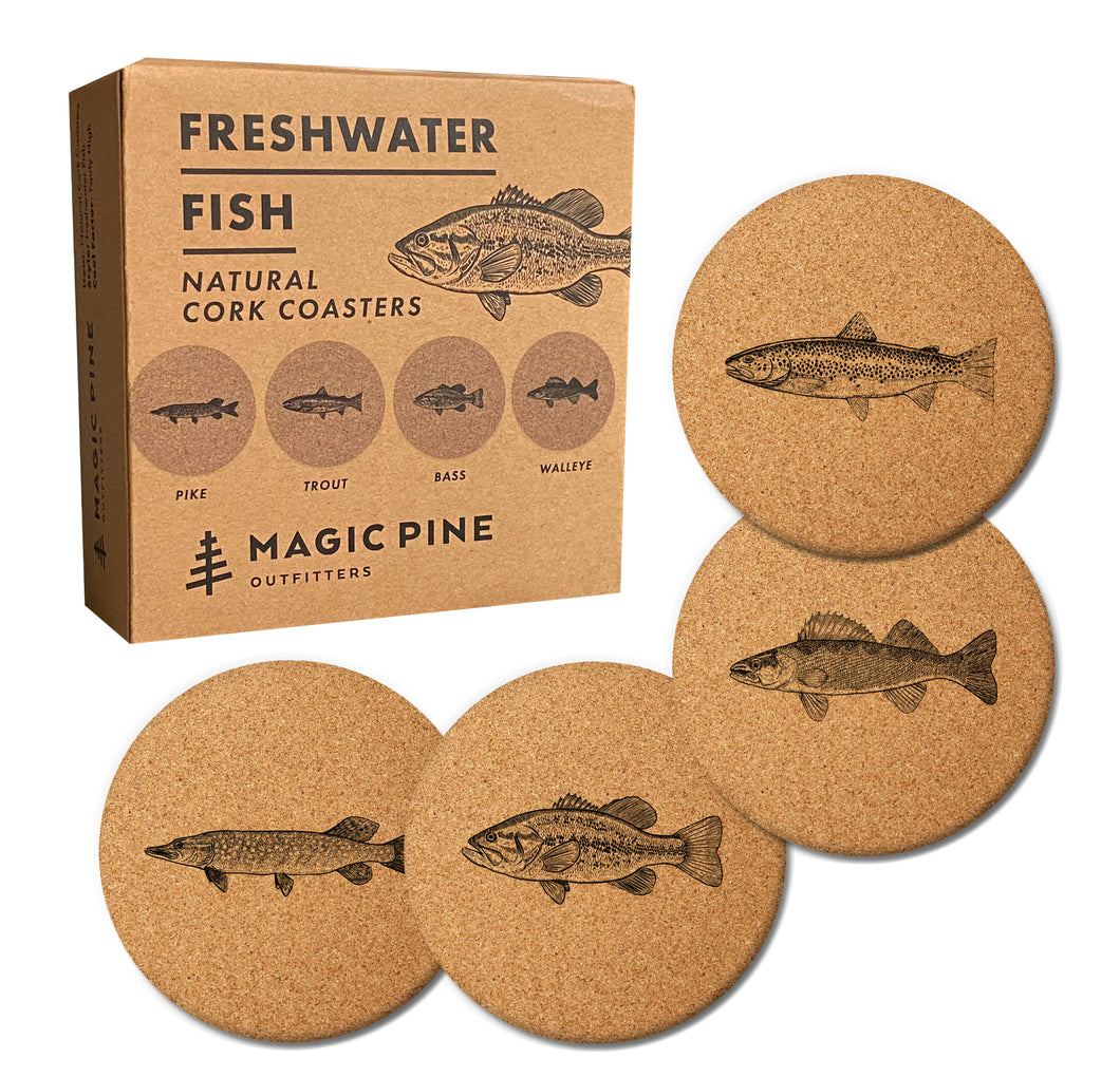 Cork Coasters - Freshwater Fish Series (Set of 4)