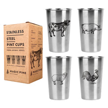 Load image into Gallery viewer, *NEW!* Stainless Steel Pint Cups - Farm Animals (Set of 4)
