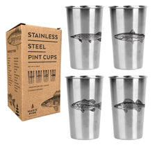 Load image into Gallery viewer, Stainless Steel Pint Cups - Freshwater Fish Series (Set of 4)
