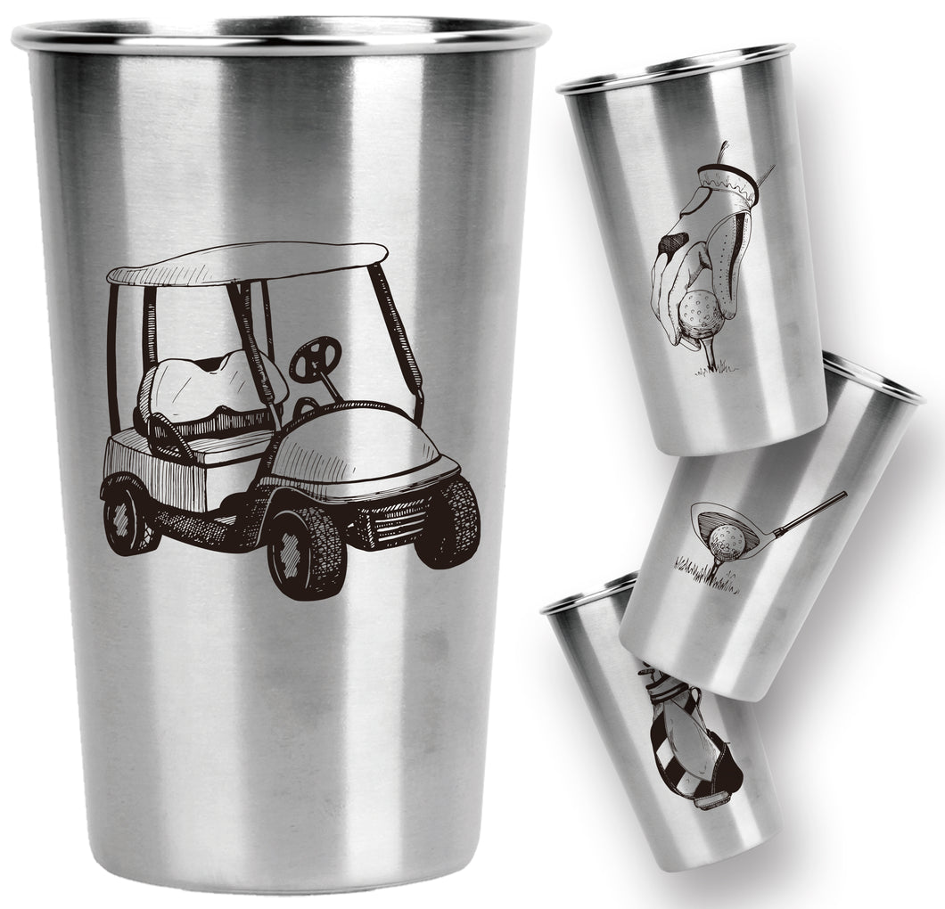 Stainless Steel Pint Cups - Golf Series (Set of 4)
