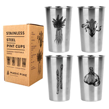 Load image into Gallery viewer, *NEW!* Stainless Steel Pint Cups - Garden Vegetables (Set of 4)
